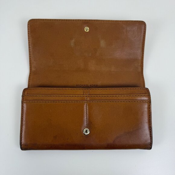 Michael Kors Brown Leather Wallet Classic Y2K Designer Minimalist - Picture 3 of 10